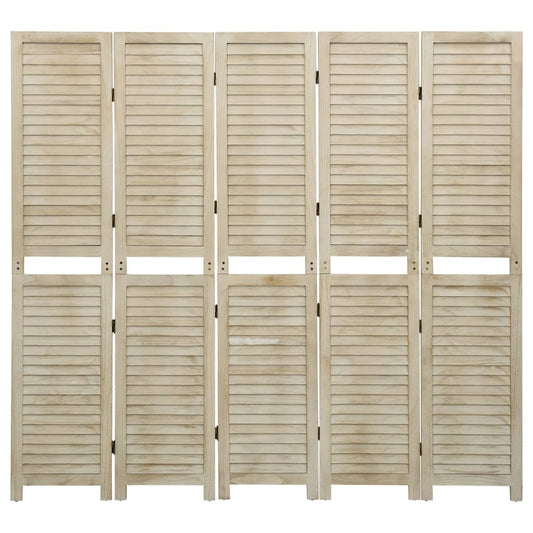 Biombo De 5 Paneles De Madera Maciza De Paulownia
