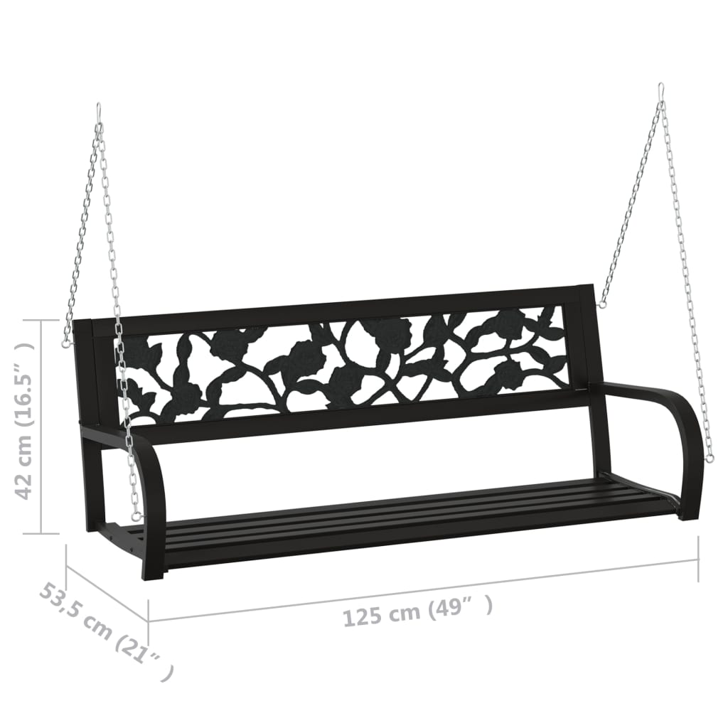 Banco Balancín De Jardín 125 Cm Acero Y Plástico Negro