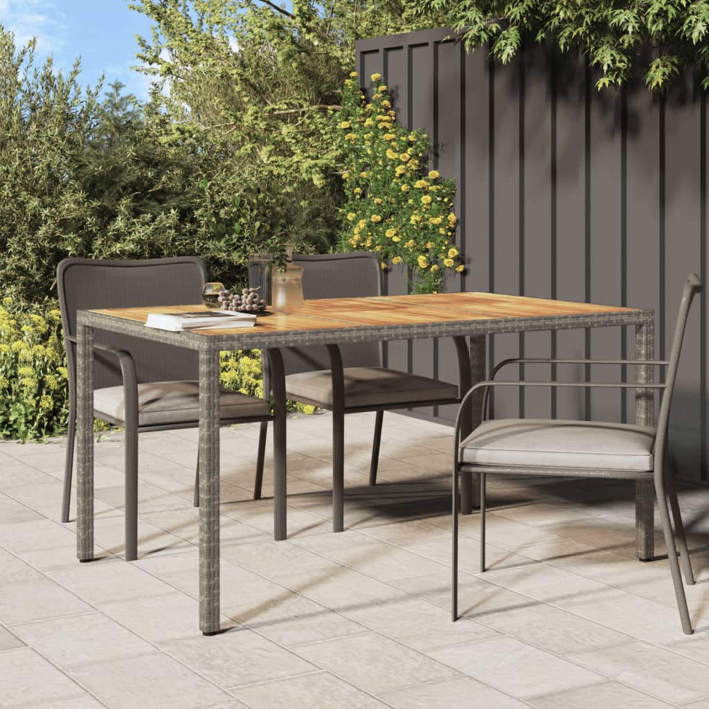 Mesa De Jardín Madera Acacia Ratán Sintético