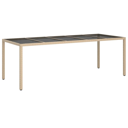 Mesa De Jardín De Vidrio Templado Ratán Pe 250X100X75 Cm