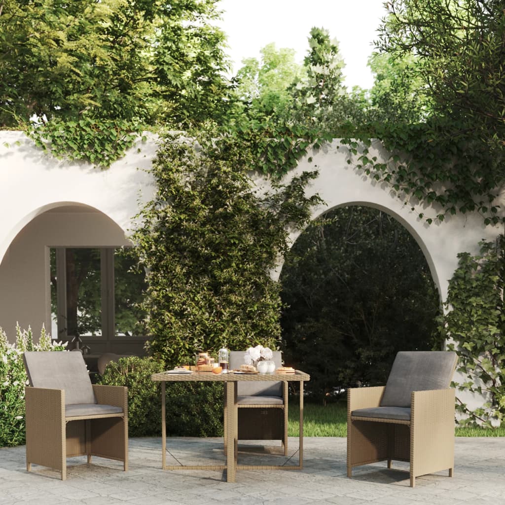 Mesa De Jardín Ratán Sintético Y Vidrio Negra 109X107X74 Cm