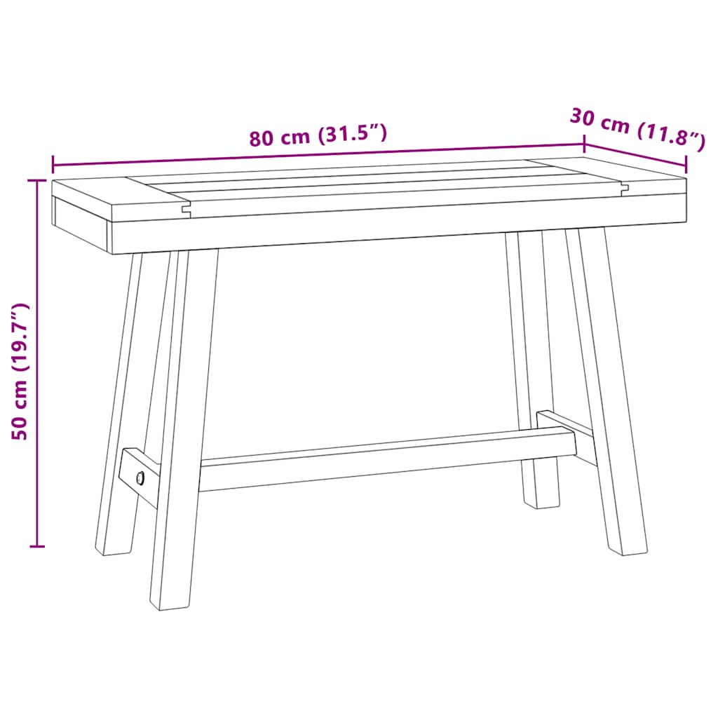 Banco De Madera Maciza De Teca 80 Cm