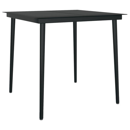 Mesa De Comedor De Jardín Acero Y Vidrio Negra