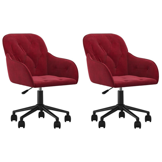 Sillas De Comedor Giratorias 2 Unidades Terciopelo Rojo Tinto