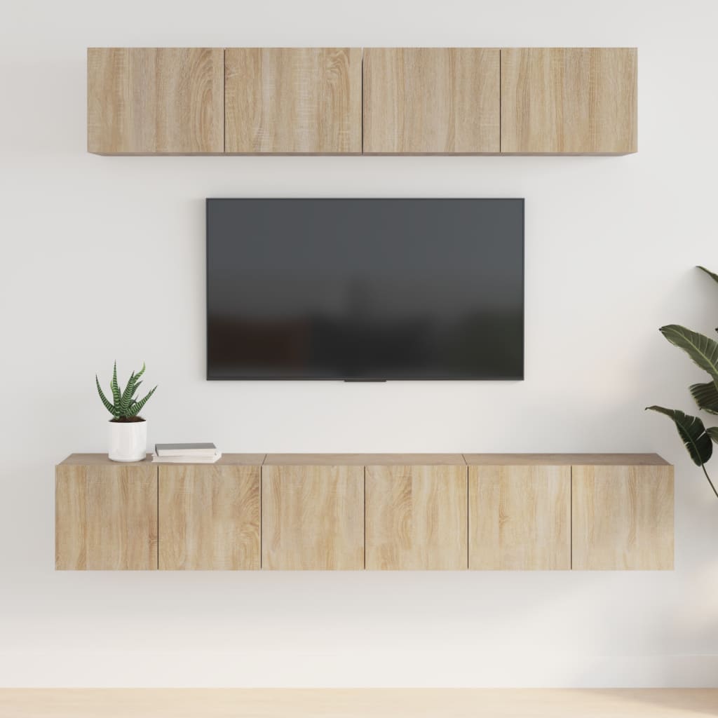 Conjunto De Mueble De Tv Montaje En La Pared 5 Pcs