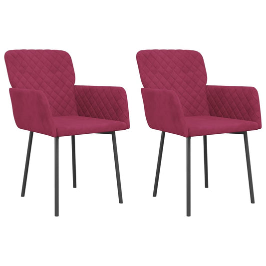 Sillas De Comedor 2 Unidades Terciopelo Rojo Tinto