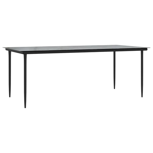 Mesa Comedor Jardín Acero Y Vidrio Templado Negro 200X100X74 Cm