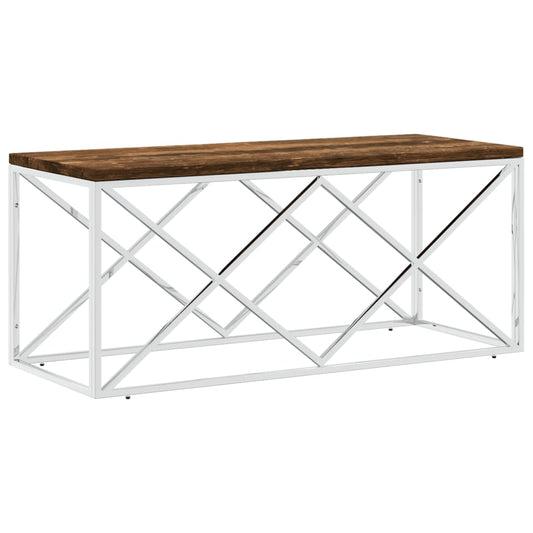 Mesa De Centro Acero Inoxidable Y Maciza Reciclada