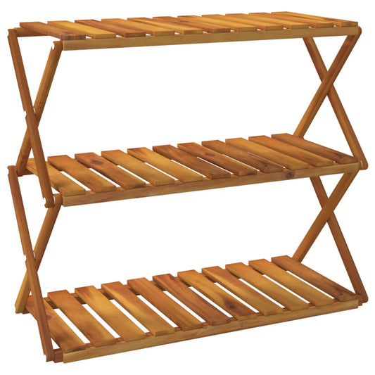 Estantería Plegable 3 Alturas Madera Acacia Marrón 70X31X63 Cm