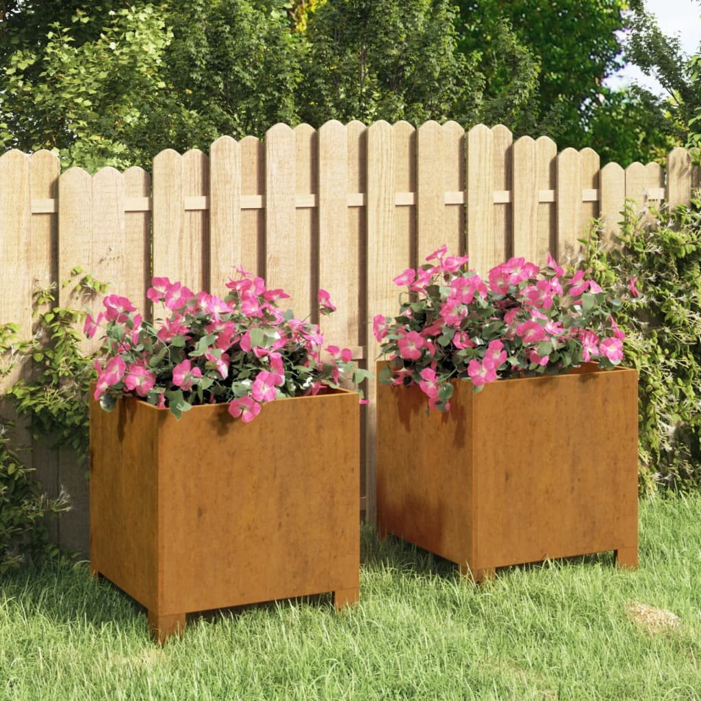 Jardineras Con Patas 2 Uds Acero Corten Oxidado