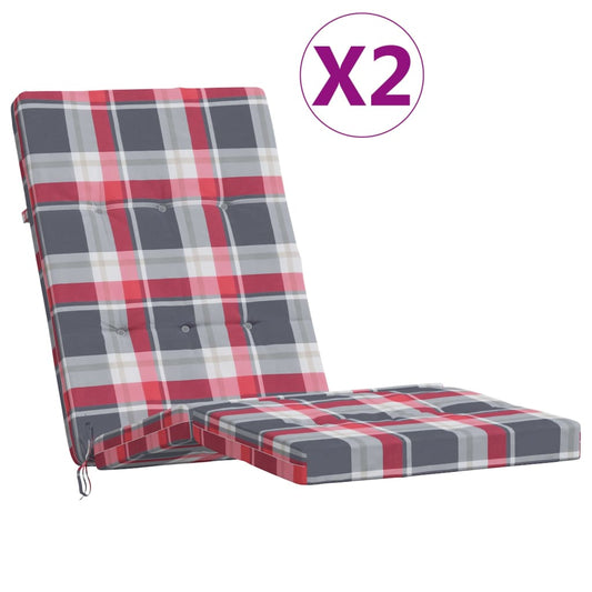Cojines Para Tumbona 2 Uds Tela Oxford A Cuadros Rojo