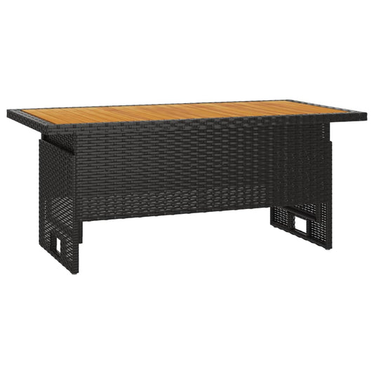 Mesa Jardín Negra 100X50X43/63 Cm Madera Maciza Acacia Y Ratán