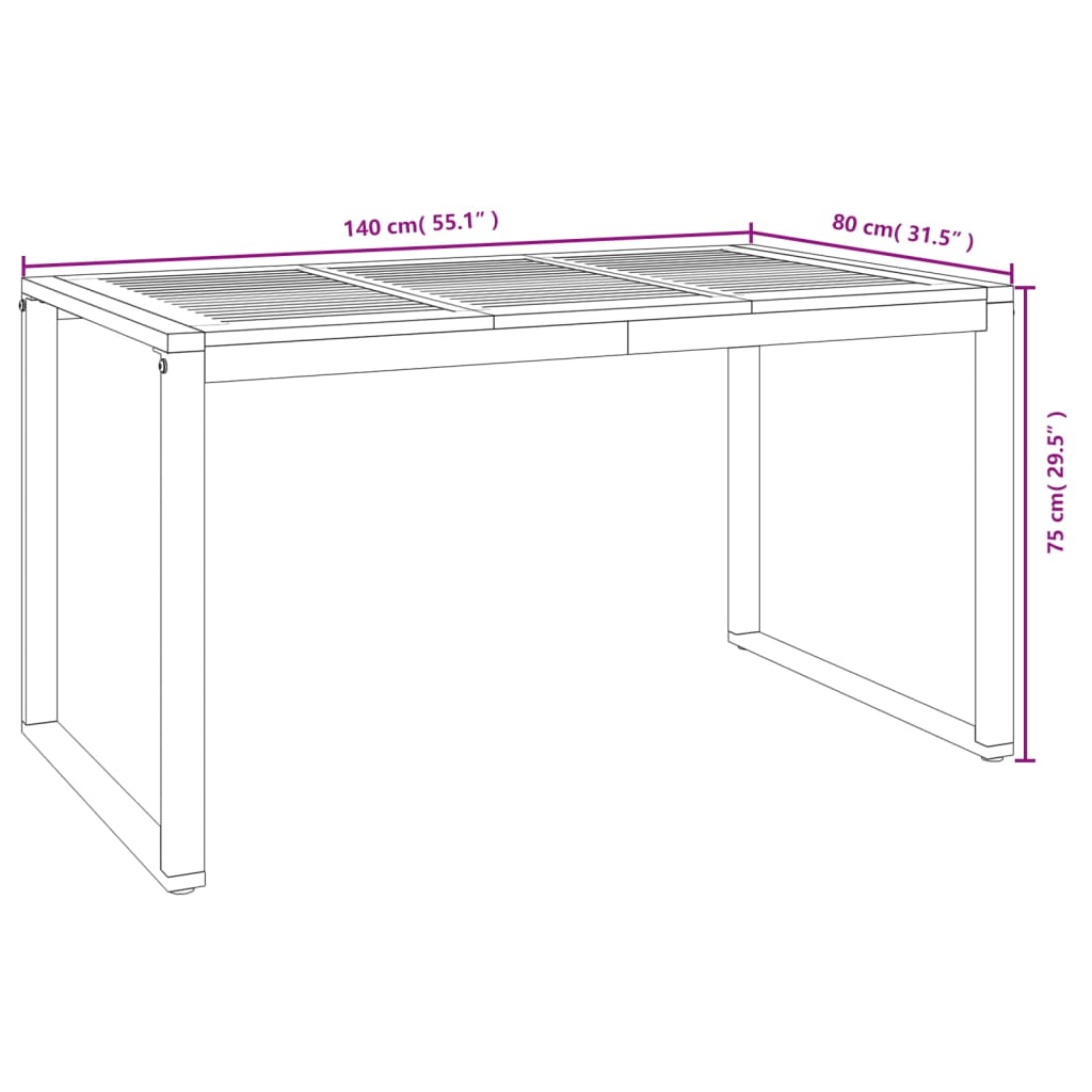 Mesa De Jardín Con Patas En U Madera Maciza Acacia 148X80X75 Cm