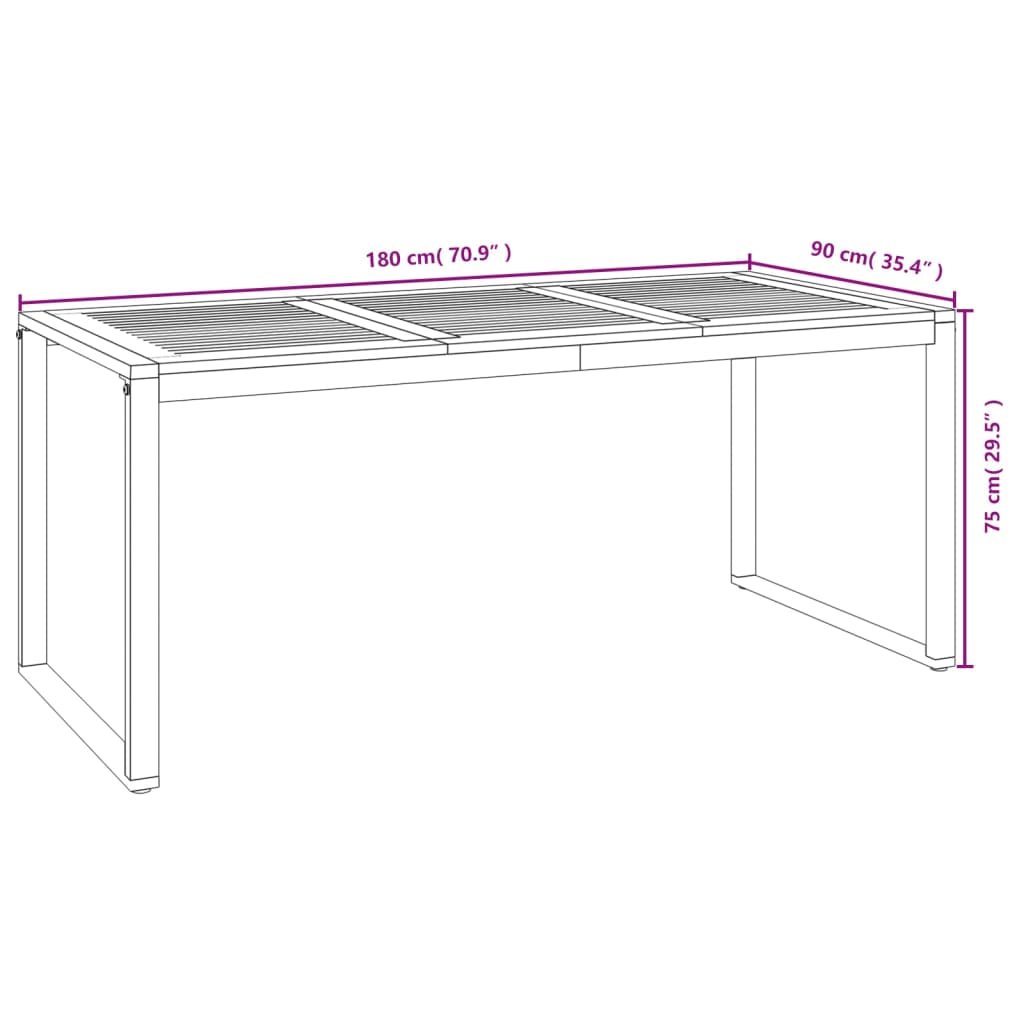 Mesa De Jardín Con Patas En U Madera Maciza Acacia