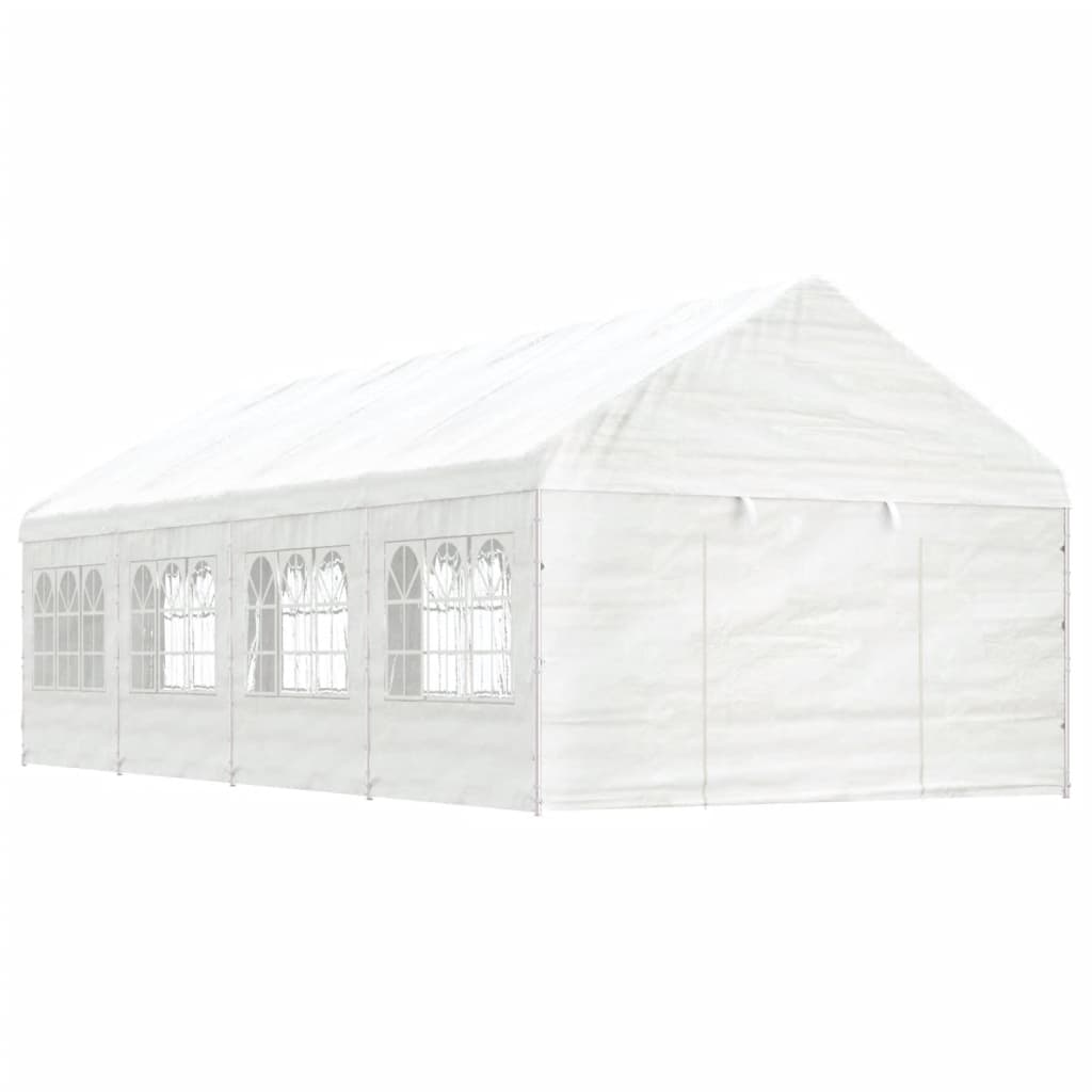 Cenador Con Techo Polietileno Blanco 11,15X4,08X3,22 M