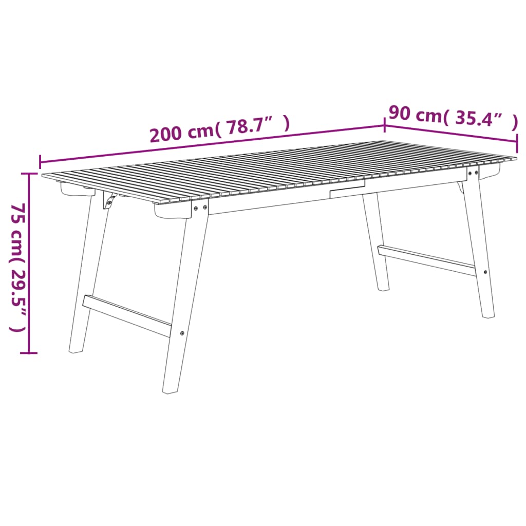 Mesa De Jardín Madera Maciza De Acacia