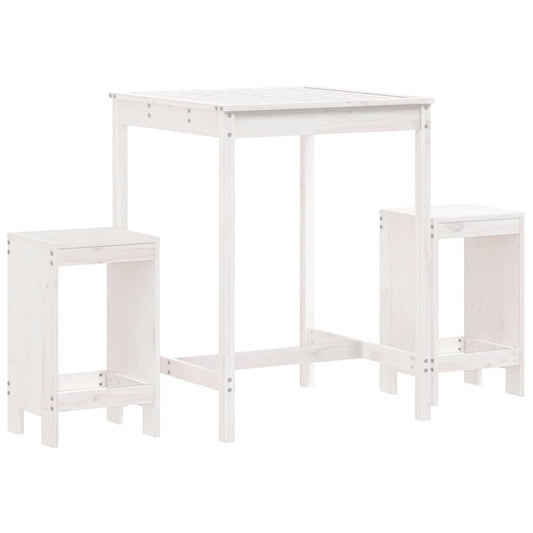Set De Mesa Y Taburetes Altos Jardín 3 Pzas Madera