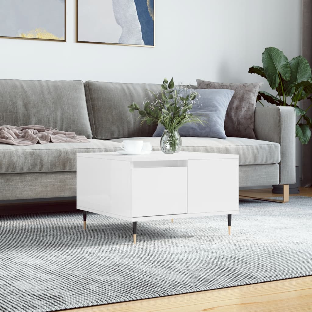 Mesa De Centro Madera Contrachapada Roble Marrón 55X55X36,5 Cm