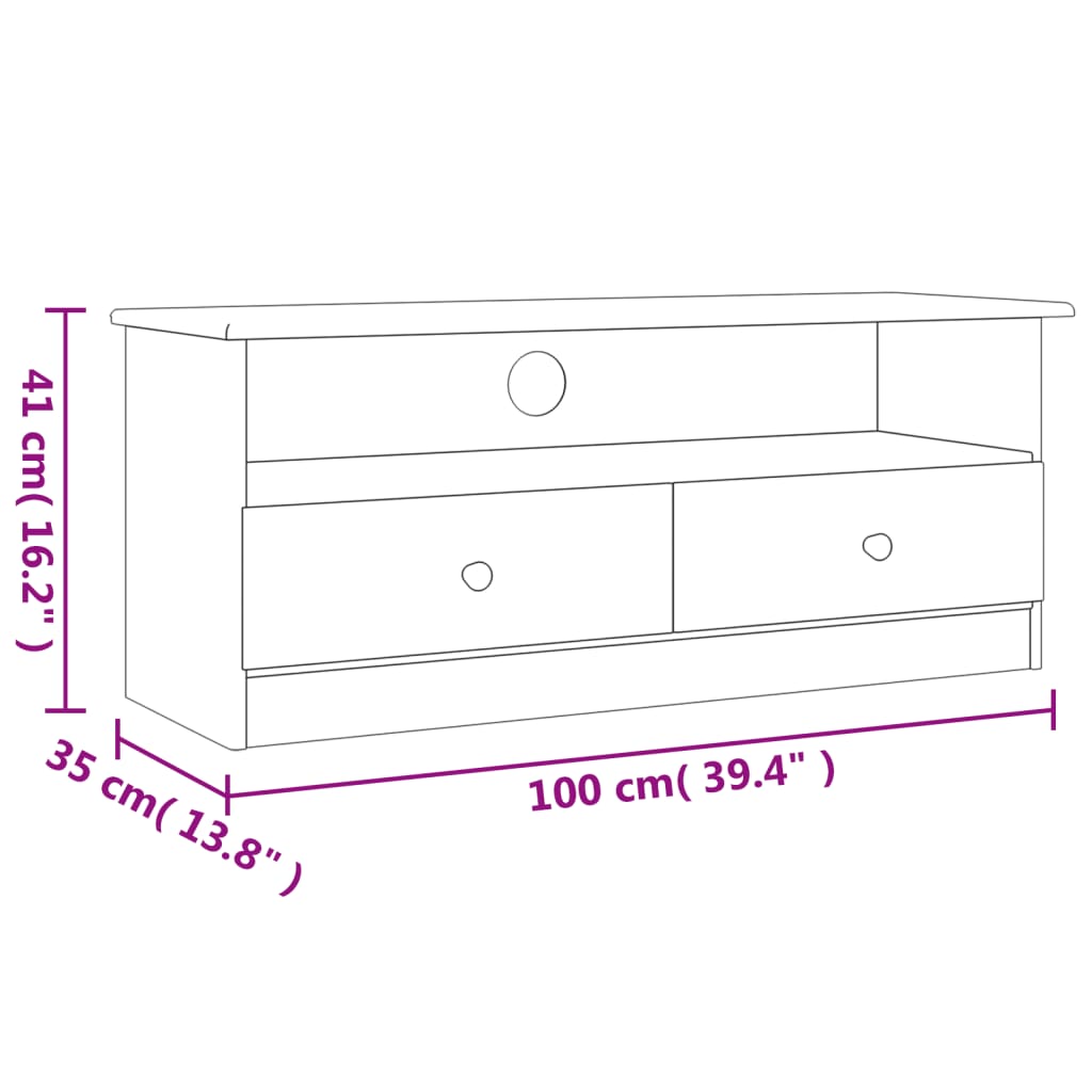 Mueble De Tv Con Cajones Alta Madera Maciza Pino 100X35X41 Cm