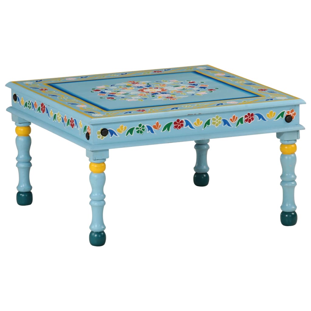 Mesa De Centro Madera Maciza De Mango Pintada A Mano