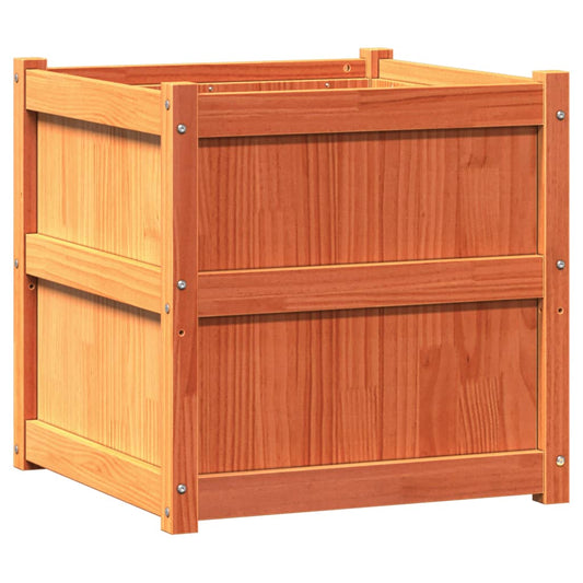 Jardineras De Exterior 2 Uds Madera Maciza De Pino Marrón Cera