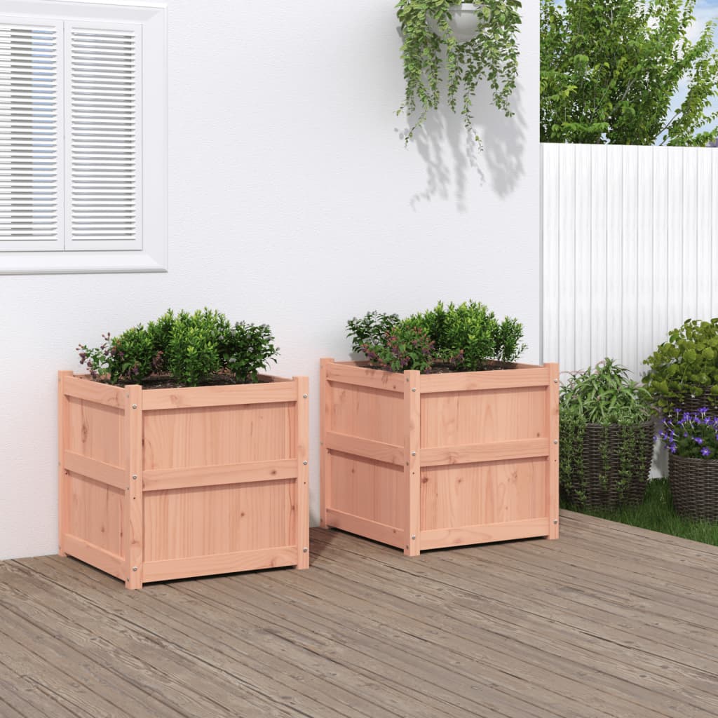 Jardineras De Exterior 2 Uds Madera Maciza De Pino Marrón Cera