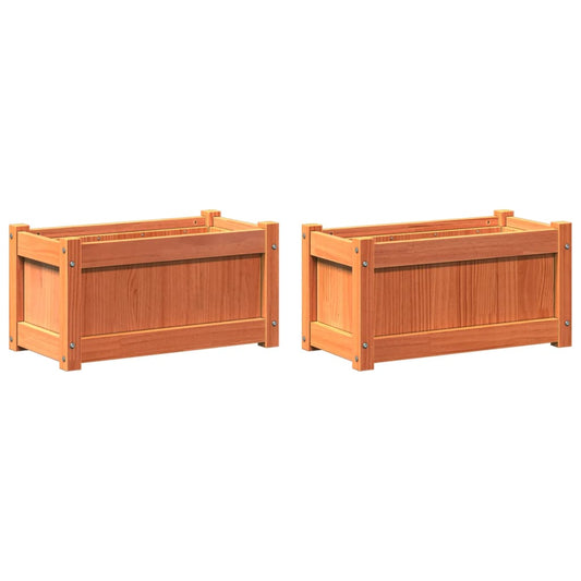 Jardineras De Exterior 2 Uds Madera Maciza De Pino Cera