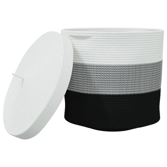 Cesta De Almacenaje Con Tapa Algodón Blanco Y Ø40X35 Cm