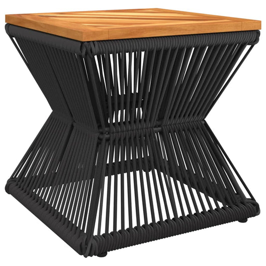 Mesa De Centro Base De Alambre Madera Acacia Negro 38X38X38 Cm