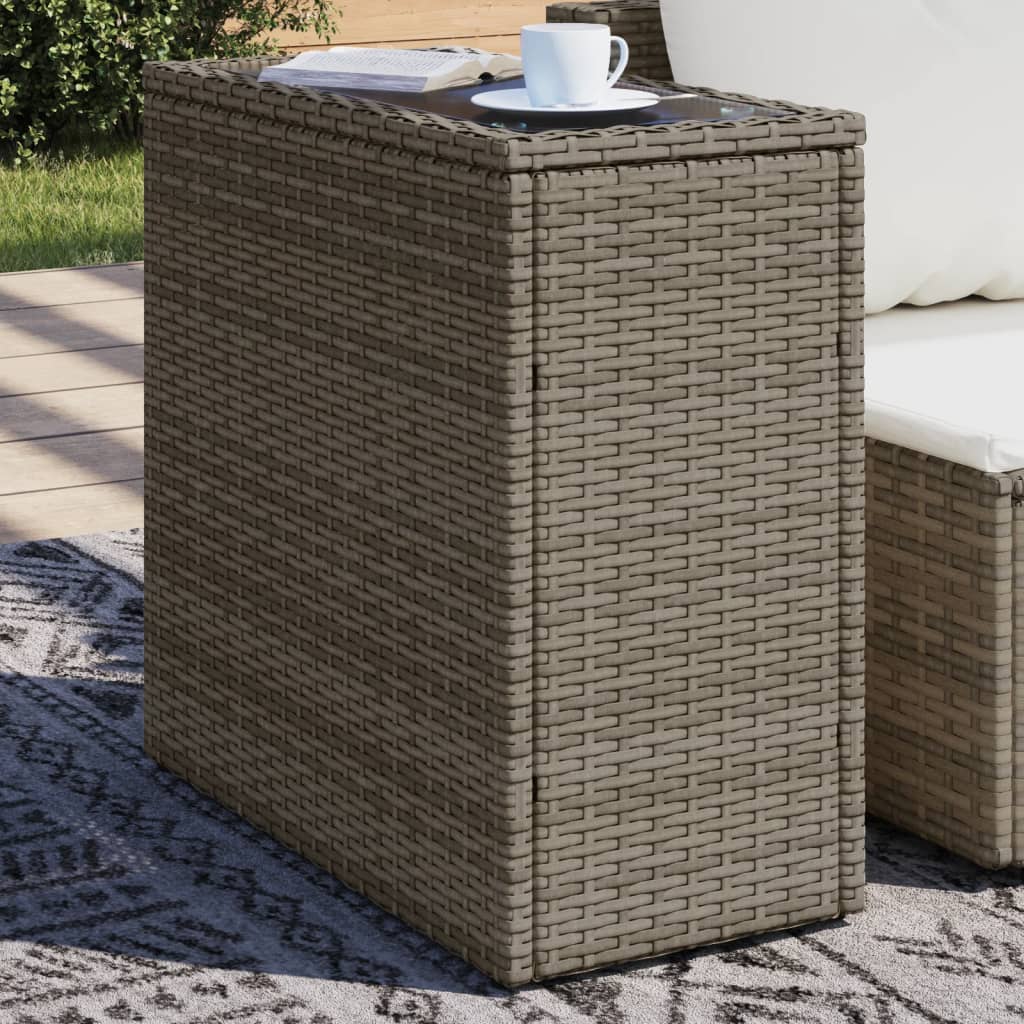 Mesa Auxiliar Jardín Tapa Vidrio Ratán Pe 58X27,5X55 Cm