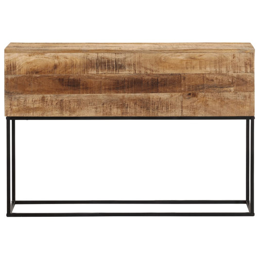 Mesa Consola Madera Maciza Mango Rugosa Y Hierro