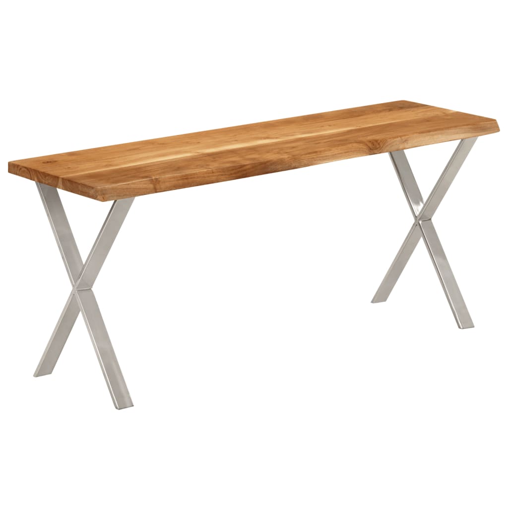 Banco Con Borde Natural De Madera De Mango Maciza 105 Cm