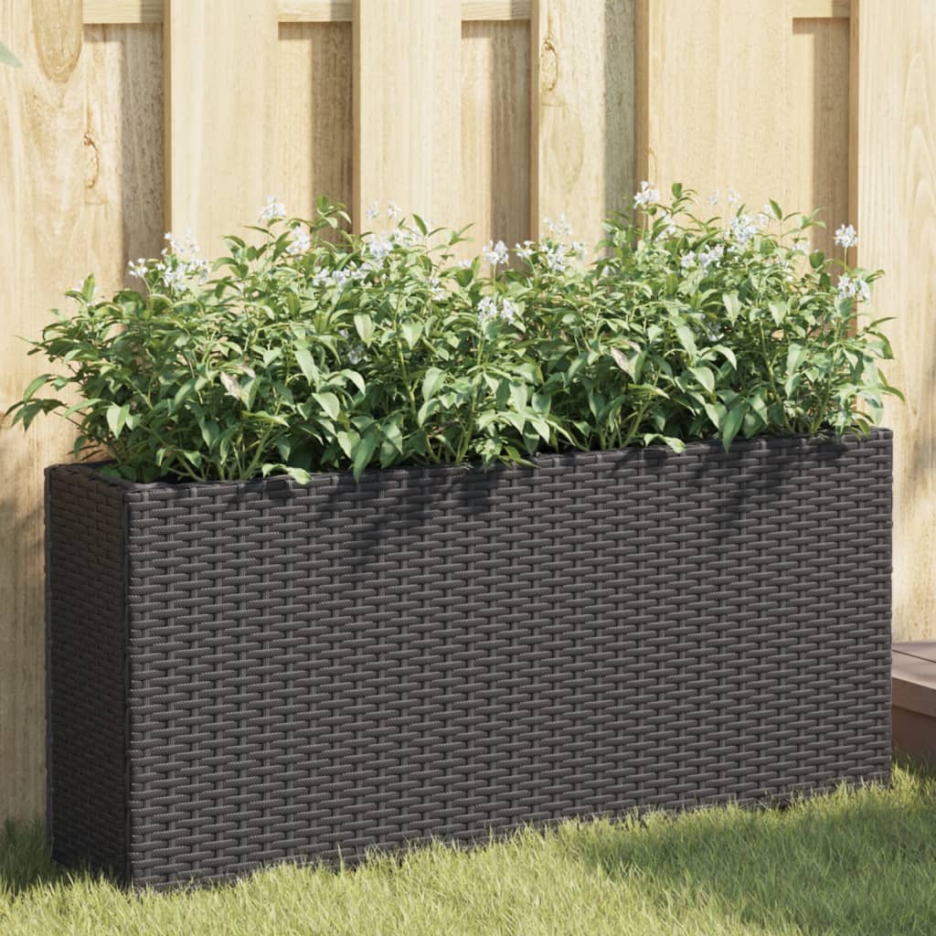 Jardineras Con 2 Maceteros 2 Uds Ratán Pe 90X20X40 Cm