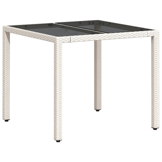 Mesa De Jardín Superficie De Vidrio Ratán Pe 90X90X75 Cm