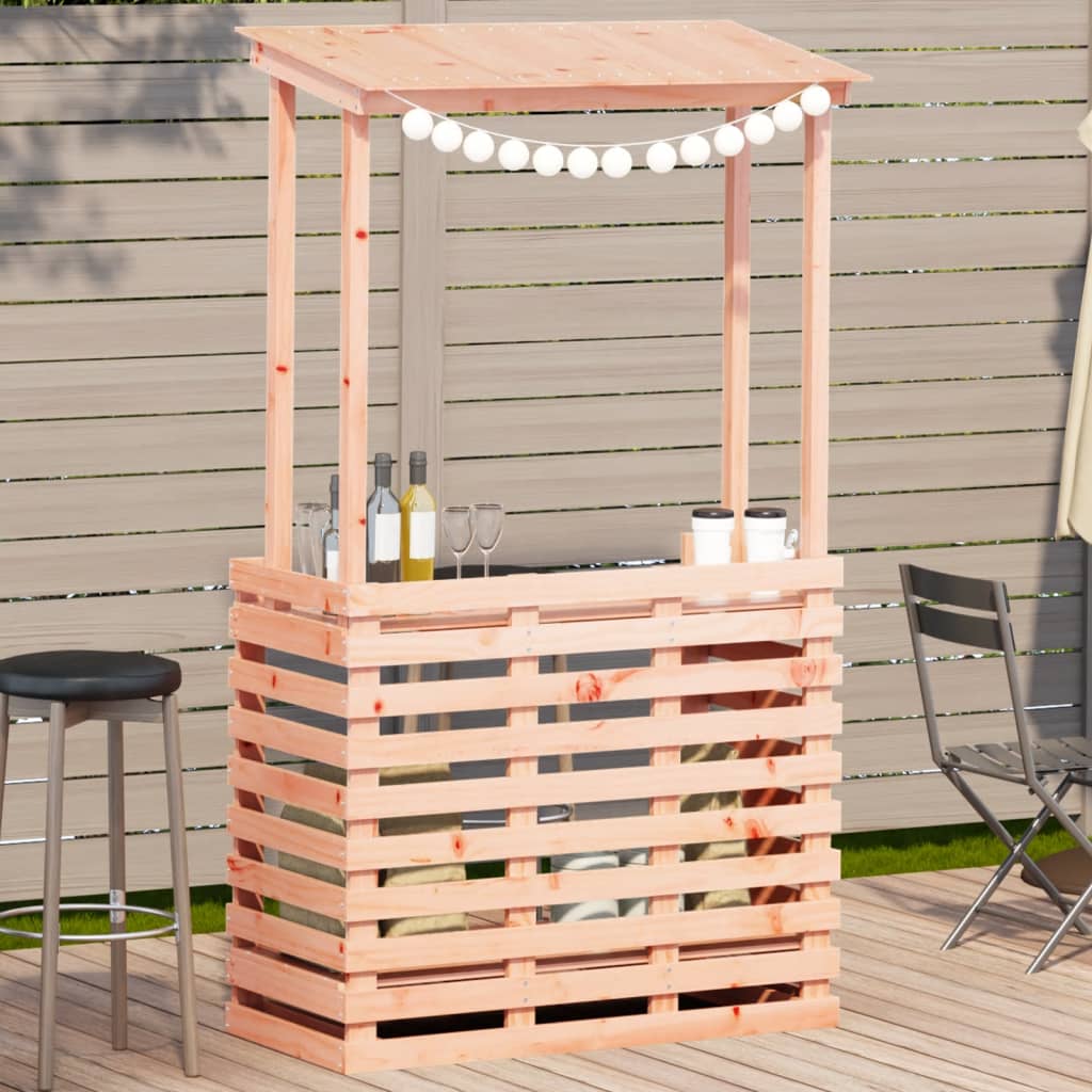 Mesa De Bar De Jardín Con Techo Madera Maciza