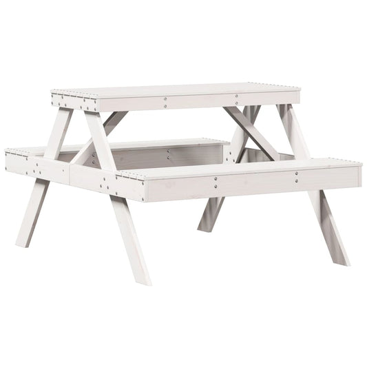 Mesa De Pícnic Madera Maciza De Pino 105X134X75 Cm