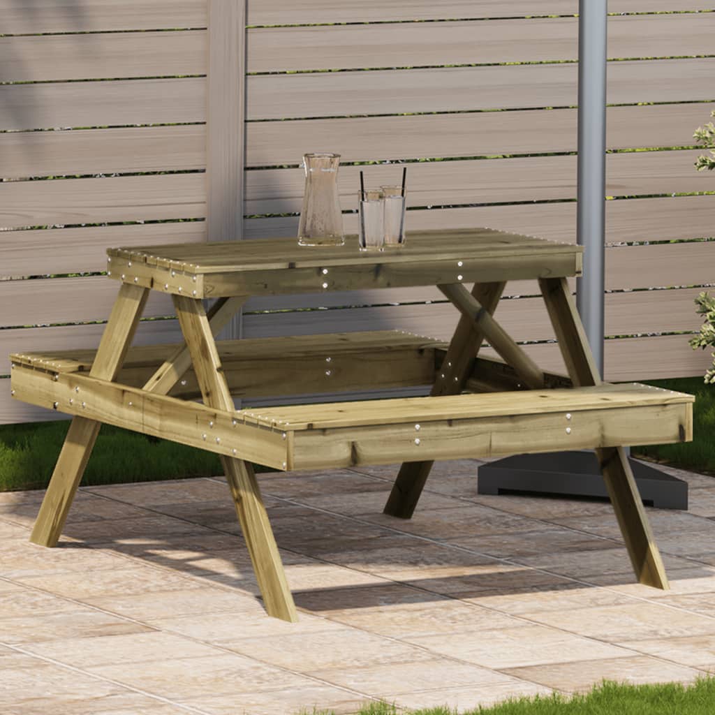 Mesa De Pícnic Madera Maciza De Pino 105X134X75 Cm