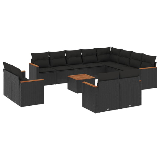 Set De Sofás De Jardín Y Cojines 13 Pzas Ratán Sintético