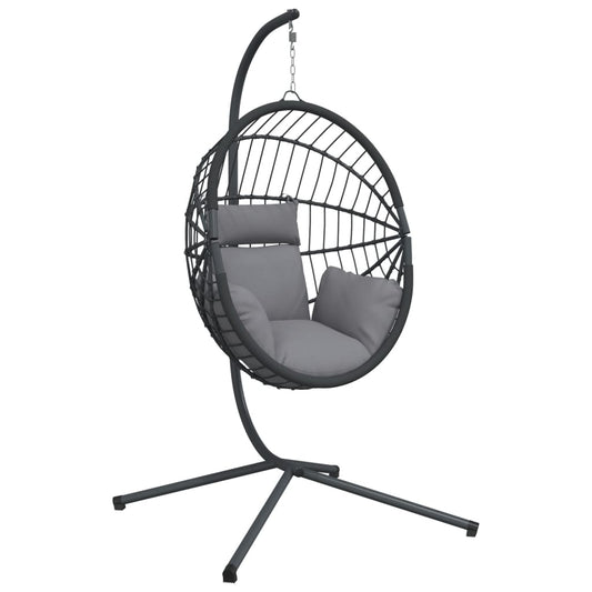 Silla Colgante Huevo Con Soporte Ratán Y Acero