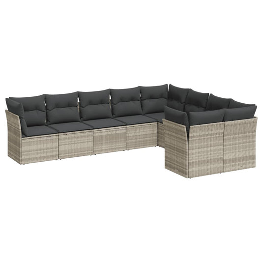Set Muebles Jardín 9 Pzas Y Cojines Ratán Sintético