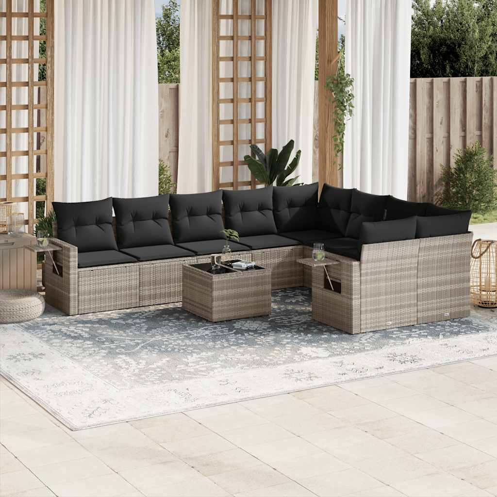 Set Muebles Jardín 9 Pzas Y Cojines Ratán Sintético