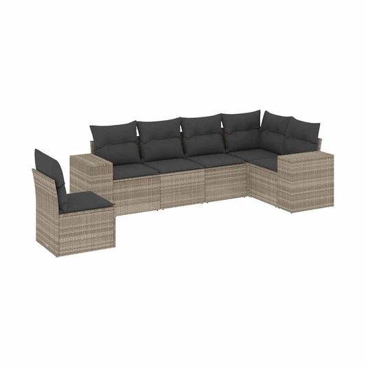 Set De Sofás De Jardín 6 Pzas Y Cojines Ratán Sintético Gris