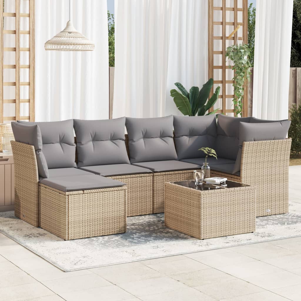 Set De Sofás De Jardín 6 Pzas Y Cojines Ratán Sintético Gris
