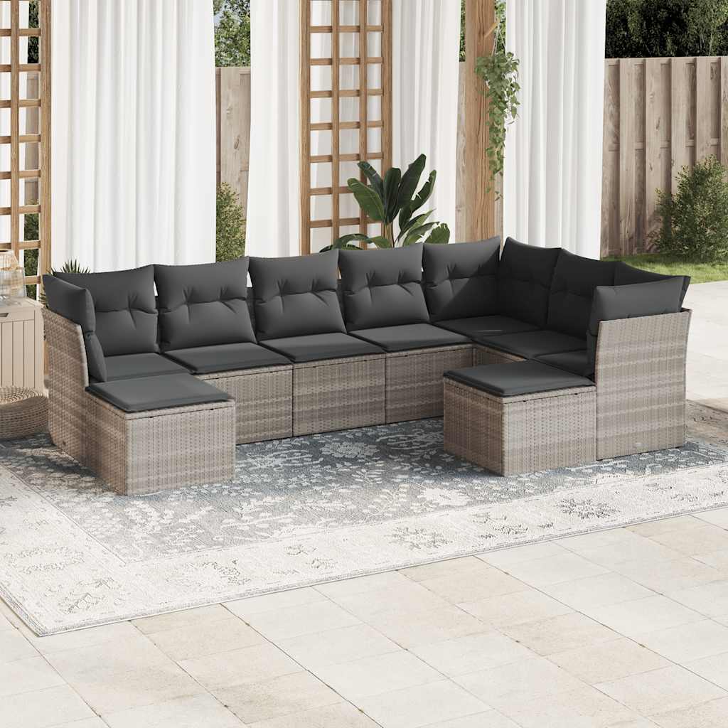 Set Sofás Jardín 10 Pzas Con Cojines Ratán Sintético