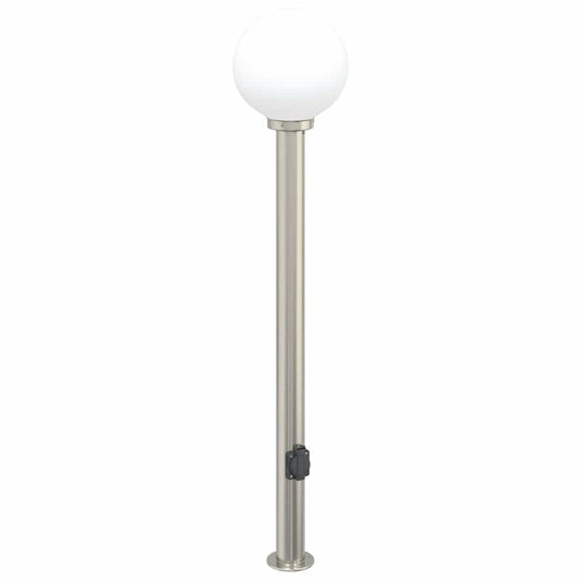 Baliza De Luz Con Toma De Corriente, 120 Cm, Acero Inoxidable, Ip44