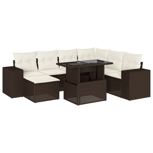 Set Sofás De Jardín 8 Piezas Y Cojines Ratán Sintético Marrón