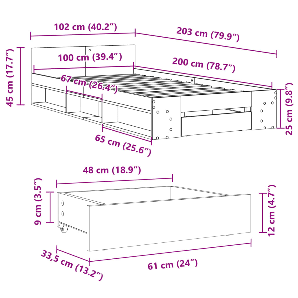 Cama Con Cajón Madera De Ingeniería