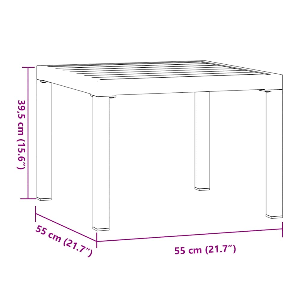 Mesa De Jardín Acero Recubrimiento En Polvo Negro 55X55X39,5 Cm
