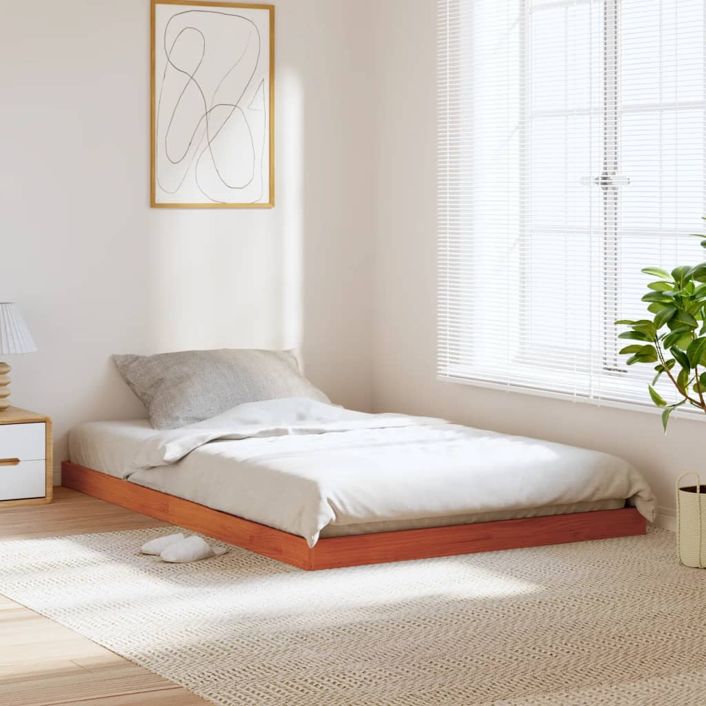 Estructura De Cama Sin Colchón Madera Maciza Marrón