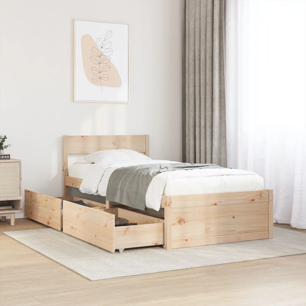 Cama Sin Colchón Madera Maciza De Pino